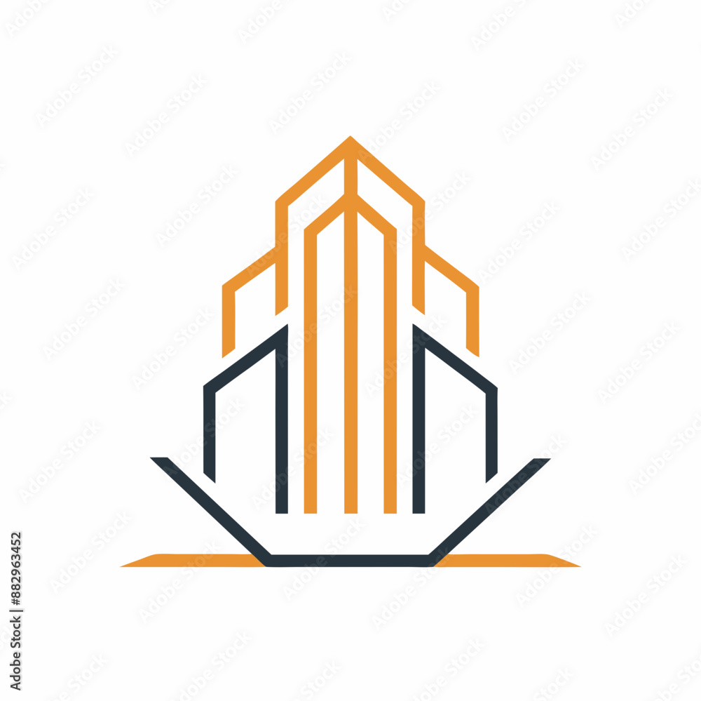 Minimalistic stylized for construction company combined into an elegant, clean logo, vector art illustration Minimalistic stylized for construction company combined into an elegant, clean logo, vector art illustration