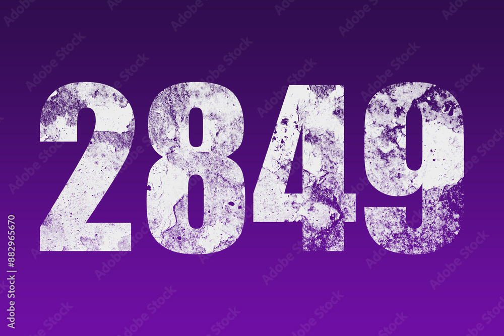 flat white grunge number of 2849 on purple background. flat white grunge number of 2849 on purple background.