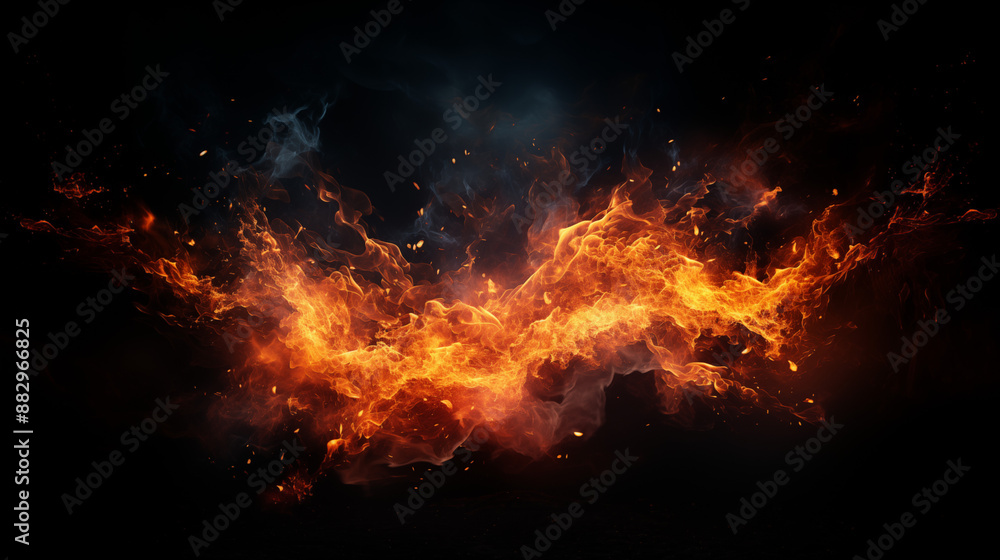 Fire splash on black background. Generative ai
Fire splash on black background. Generative ai