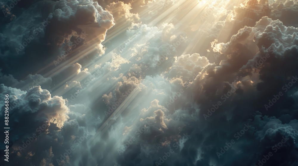 A bright spot of sunlight shining through cloudy skies A bright spot of sunlight shining through cloudy skies