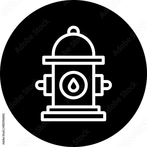 Hydrant Vector Line White Circle Black