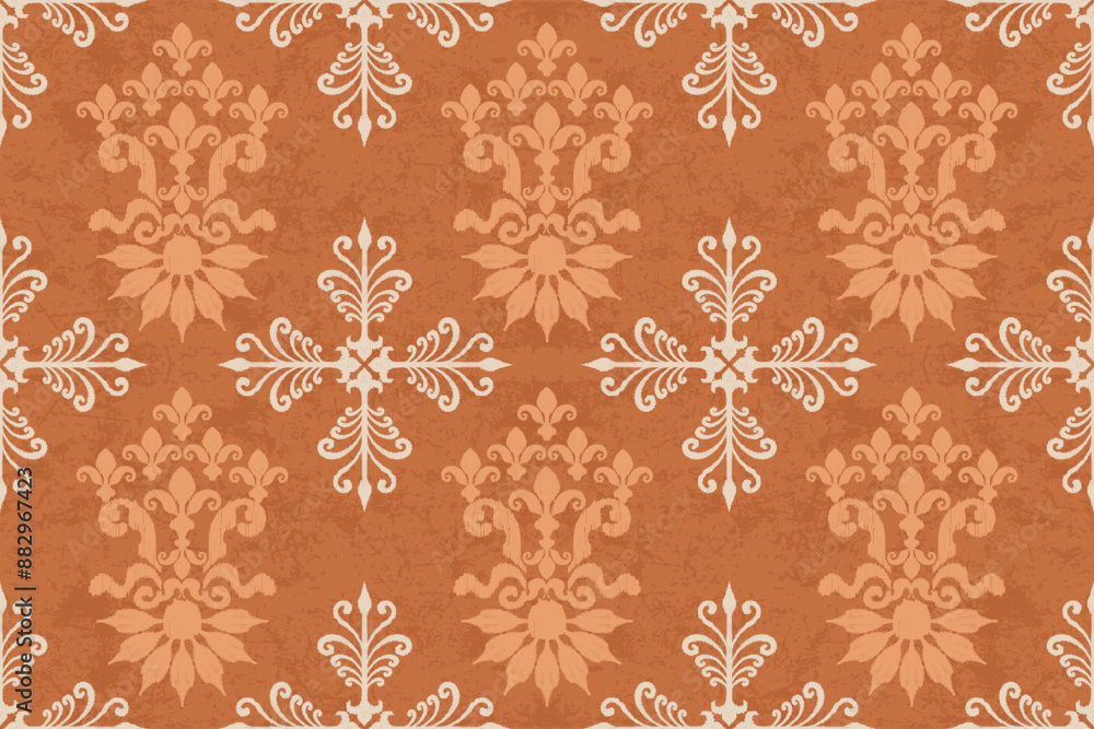 Traditional ethnic motifs ikat flora fabric pattern. Ikat embroidery Ethnic oriental background. Abstract, Texture, scarf, decoration, wallpaper Traditional ethnic motifs ikat flora fabric pattern. Ikat embroidery Ethnic oriental background. Abstract, Texture, scarf, decoration, wallpaper