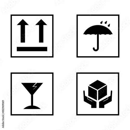 Fragile Packaging Vector Flat Symbol, Icon Design On White Background