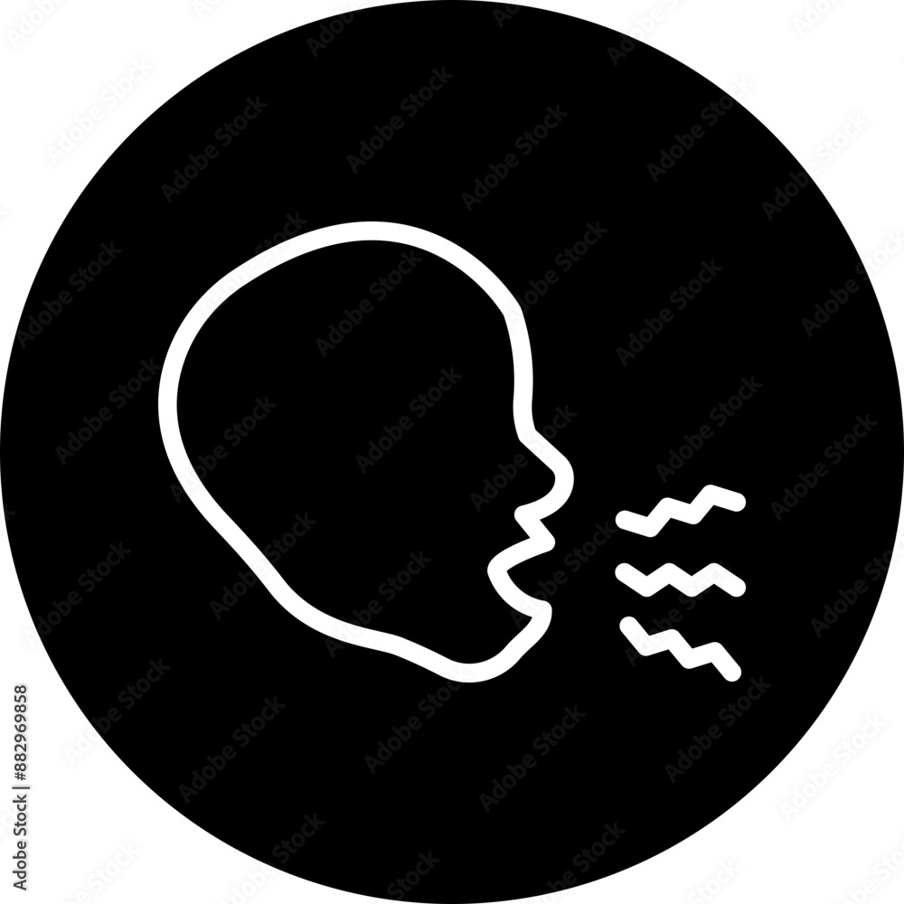 Cough Vector Line White Circle Black Cough Vector Line White Circle Black