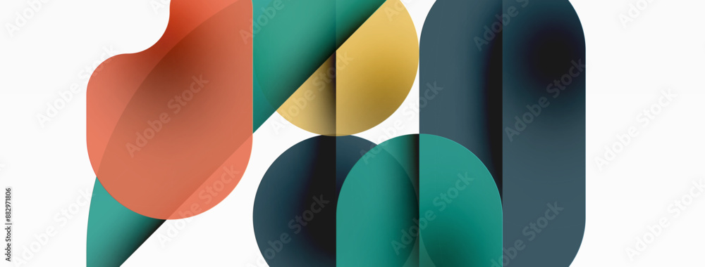 Minimal round shapes geometric abstract background. Circle design. Trendy techno business template for wallpaper, banner, background or landing Minimal round shapes geometric abstract background. Circle design. Trendy techno business template for wallpaper, banner, background or landing