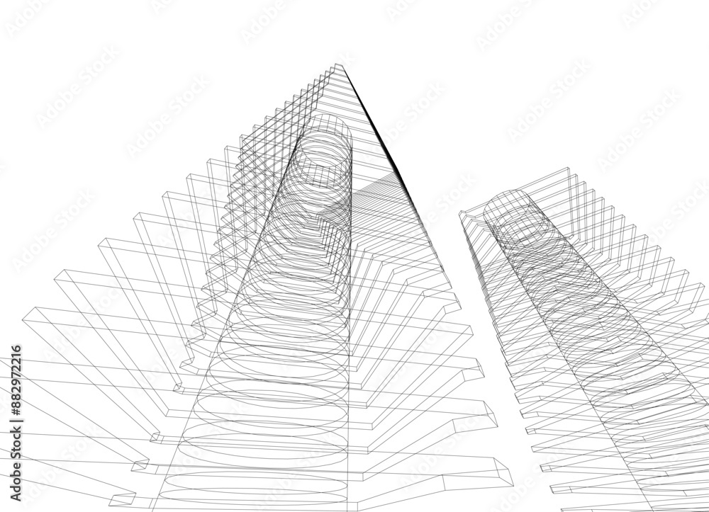 Fototapeta premium architectural drawing 3d