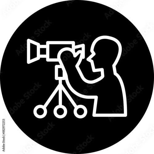 Camera Operator Vector Line White Circle Black