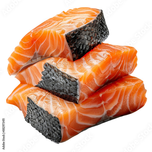 Fresh Salmon Fillet Isolated on White Isolated on Transparent or White Background, PNG photo