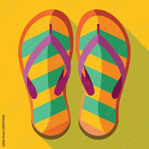 Pair of Flip-Flops vector art : Perfect for Summer and Beach Wear