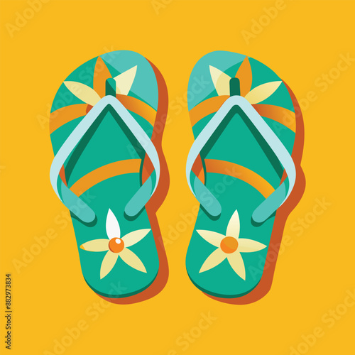 Pair of Flip-Flops vector art : Perfect for Summer and Beach Wear