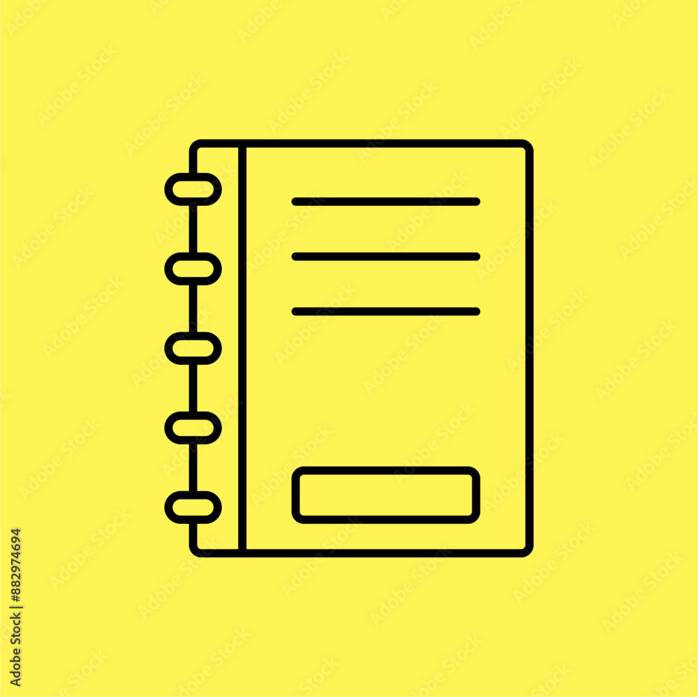 notebook icon, line vector isolated on yellow background. trendy and modern design notebook icon, line vector isolated on yellow background. trendy and modern design