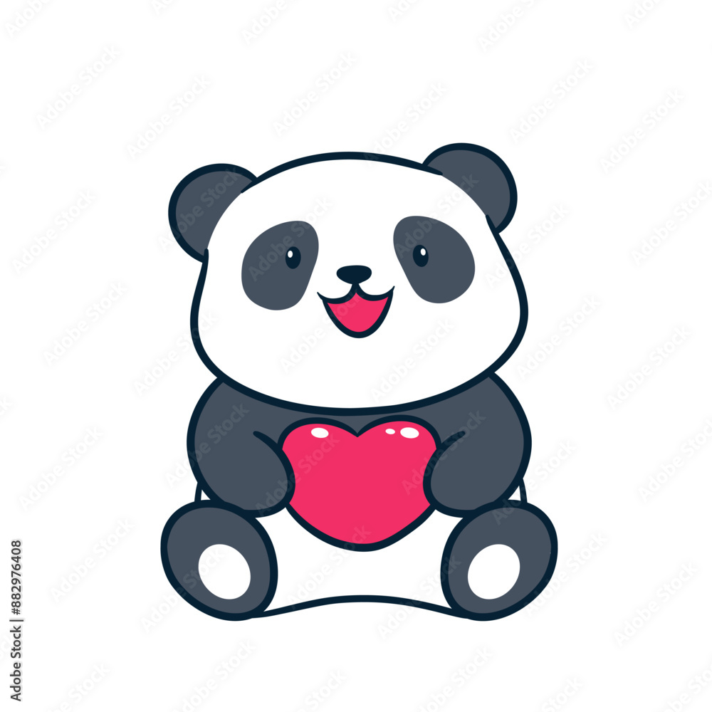 Panda Vector Holding Big Heart Panda Vector Holding Big Heart