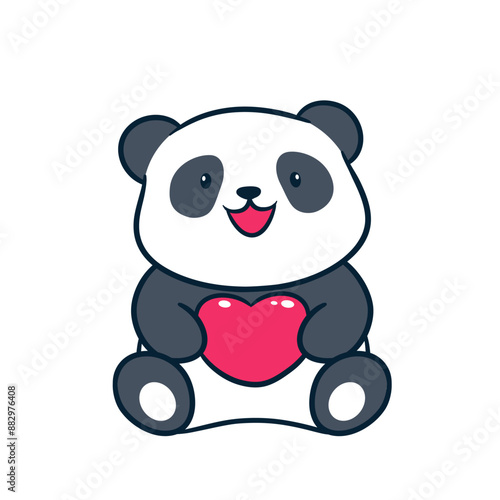 Panda Vector Holding Big Heart