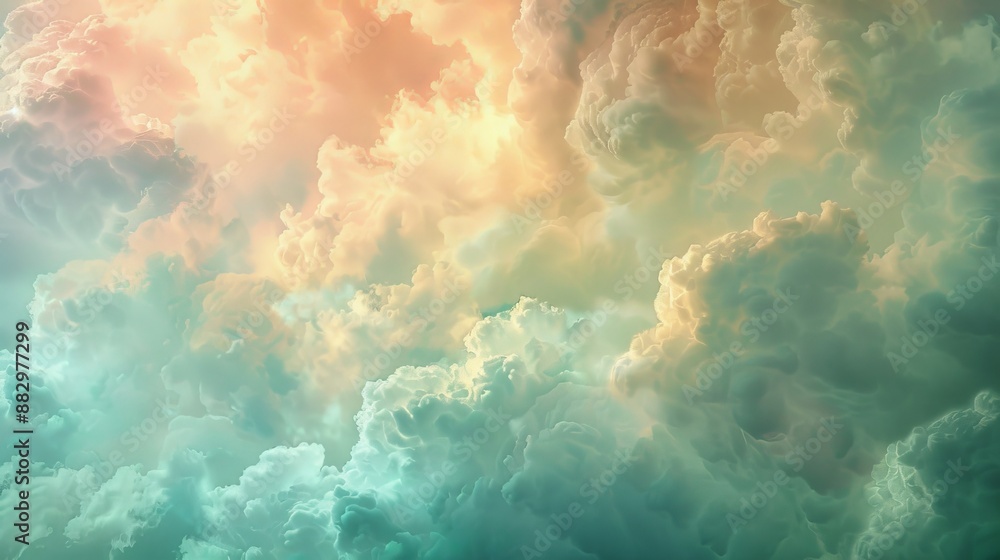 Tranquil pastel clouds in abstract sky art, serene and enchanting atmosphere of ethereal beauty Tranquil pastel clouds in abstract sky art, serene and enchanting atmosphere of ethereal beauty