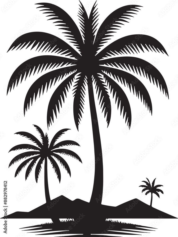 Fototapeta premium Palm tree silhouette vector illustration design