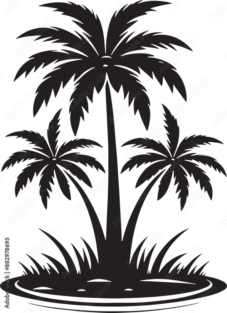 Fototapeta premium Palm tree silhouette vector illustration design