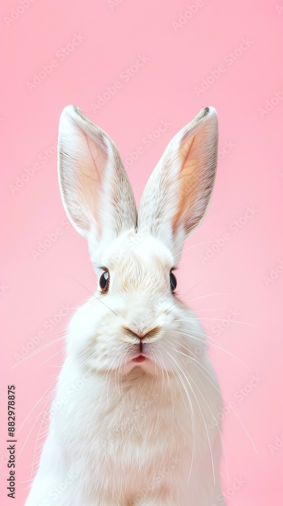 A lovely white bunny against a pink background, ideal for Easter or springthemed designs A lovely white bunny against a pink background, ideal for Easter or springthemed designs