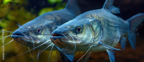 Catfish thrive in various freshwater habitats and are known for their distinctive whiskerlike barbels photo