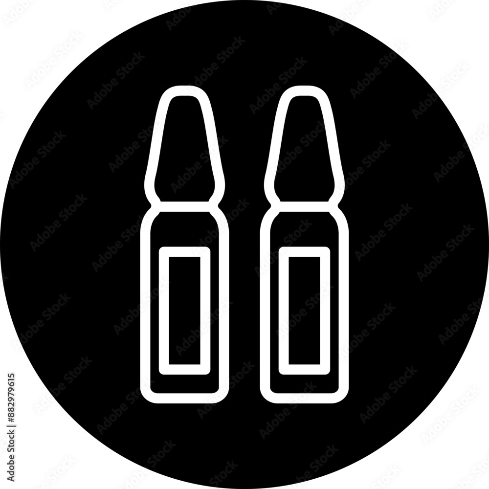 Ampoule Vector Line White Circle Black Ampoule Vector Line White Circle Black