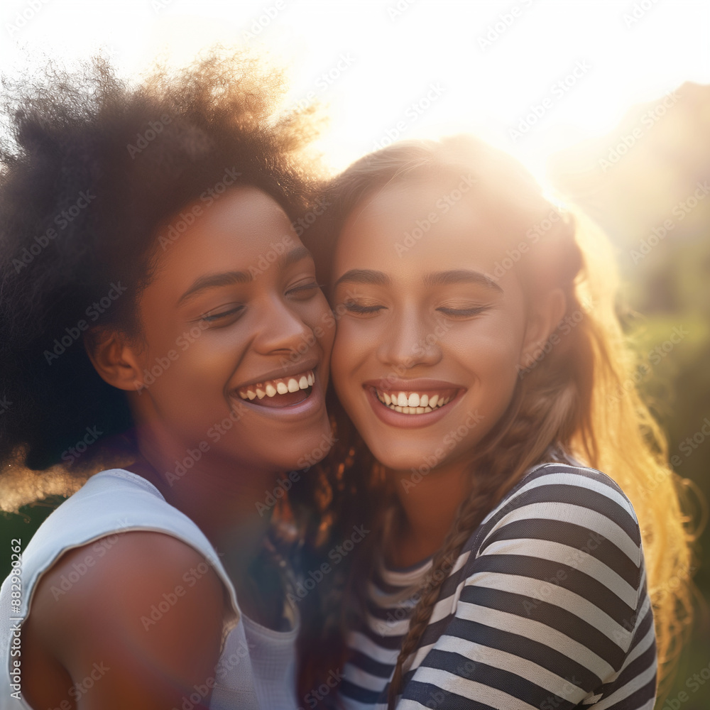 Obraz premium friends hugging in friendship day