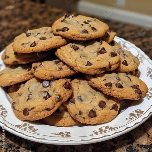 Homemade chocolate chip cookies with a crispy crust
