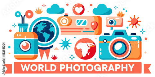 World Photography Day Background Illustration.