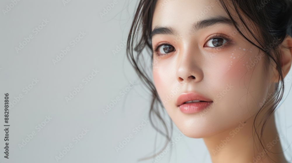 A young Asian woman with a beautiful, clean face. A young Asian woman with a beautiful, clean face.