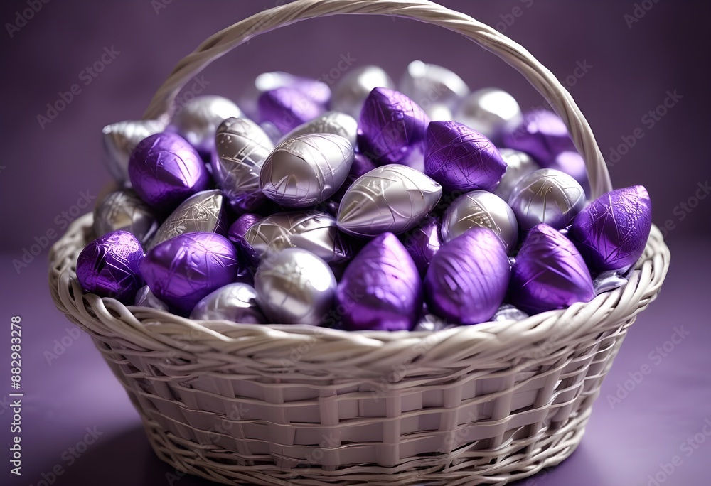 wicker basket brimming with an assortment of Luxury Chocolates wicker basket brimming with an assortment of Luxury Chocolates