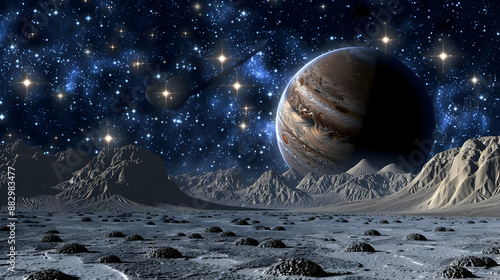  A solar planet with a unique constellation visible in its night sky, creating a breathtaking scene 