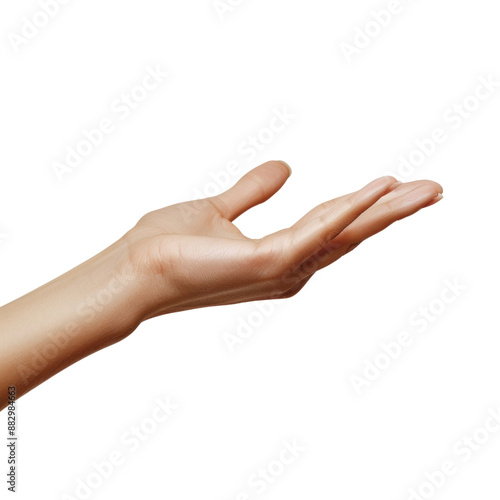 A hand is shown with a white background