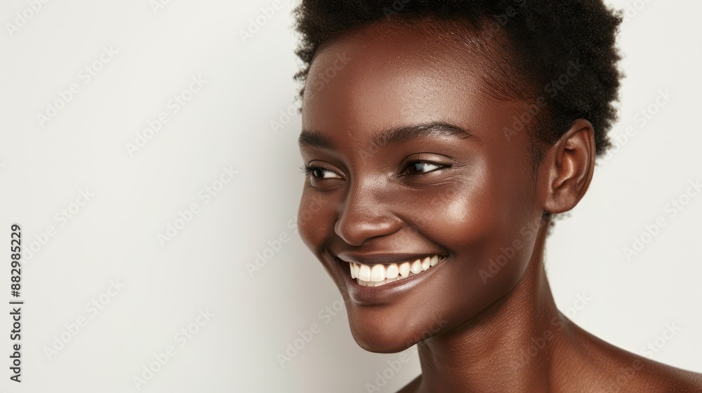 Radiant Beauty | Smiling woman with flawless skin and natural makeup on white background in studio lighting, beauty and skincare concept, Generative Ai Radiant Beauty | Smiling woman with flawless skin and natural makeup on white background in studio lighting, beauty and skincare concept, Generative Ai