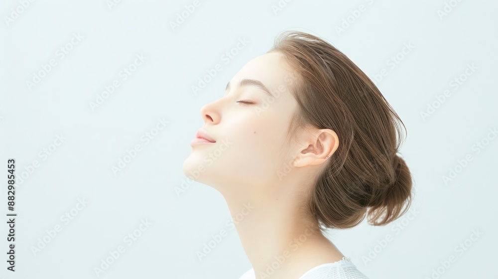 Flawless Beauty: Portrait of a Woman with Radiant Skin on White Background under Studio Light, Beauty and Skincare Concept, Generative Ai Flawless Beauty: Portrait of a Woman with Radiant Skin on White Background under Studio Light, Beauty and Skincare Concept, Generative Ai