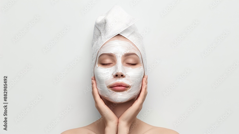 Serene Woman with Hydrating Sheet Mask for Spa Treatment, Promoting Relaxation and Healthy Skin - Beauty Concept, Generative Ai Serene Woman with Hydrating Sheet Mask for Spa Treatment, Promoting Relaxation and Healthy Skin - Beauty Concept, Generative Ai