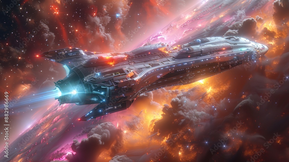 Spaceship Flying Through the Galaxy Spaceship Flying Through the Galaxy