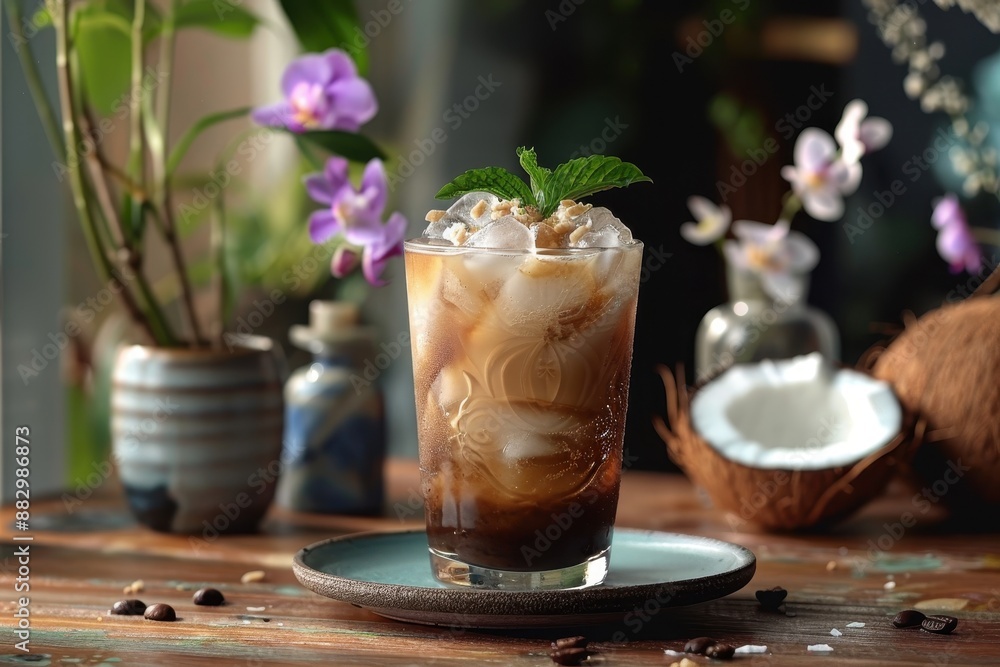 Iced Coffee with Coconut and Mint Iced Coffee with Coconut and Mint