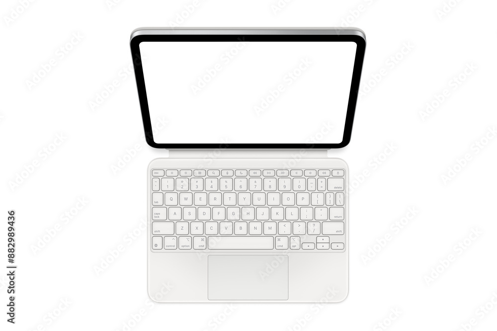 Tablet pc with blank white screen and keyboard isolated on white background Tablet pc with blank white screen and keyboard isolated on white background
