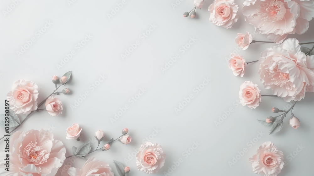 Elegant light pink flowers on a soft white background, perfect for romantic, elegant, or minimalist design themes. Elegant light pink flowers on a soft white background, perfect for romantic, elegant, or minimalist design themes.