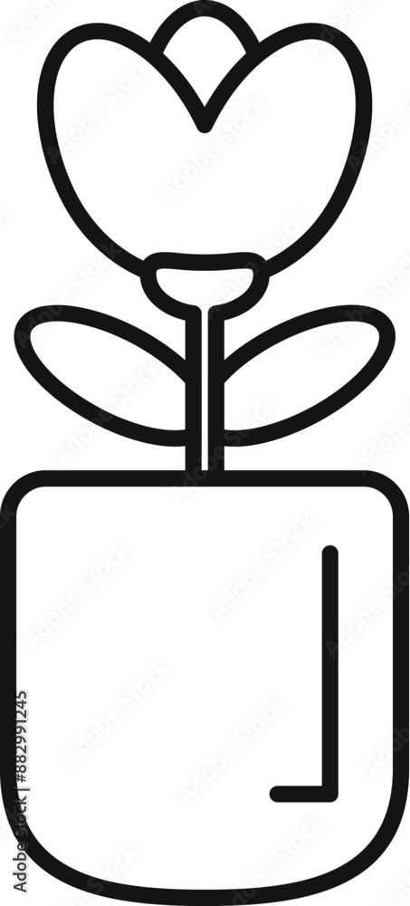 Single line drawing flower growing inside pot for planting Single line drawing flower growing inside pot for planting