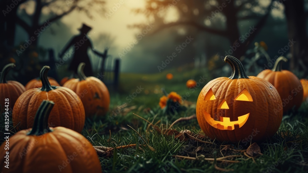 halloween pumpkin on the grass halloween pumpkin on the grass