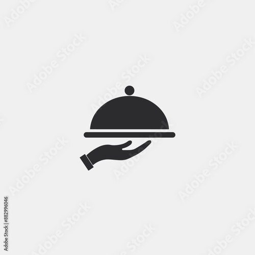 Chef dinner serve logo icon flat vector design
