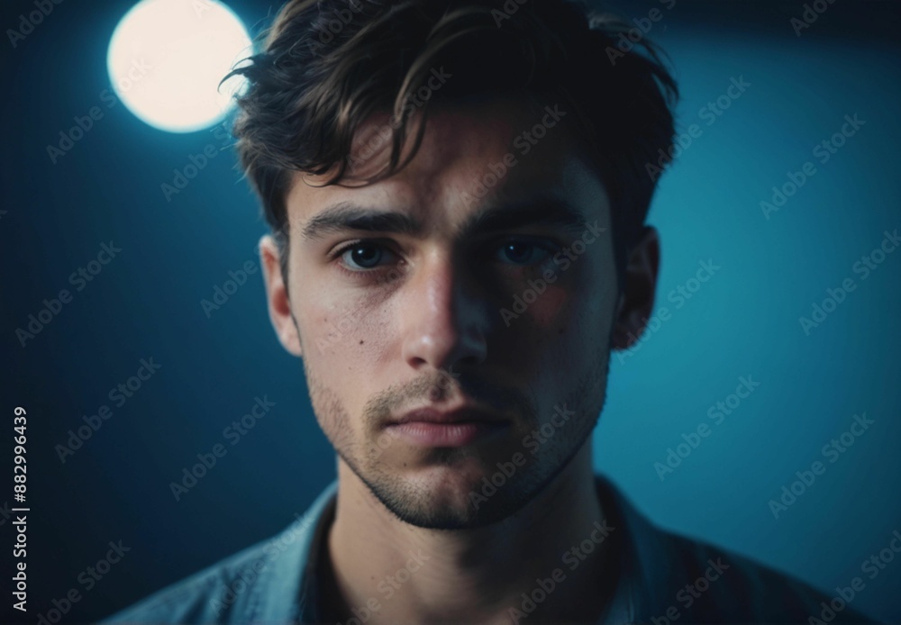 Portrait of young and handsome young man isolated on dark background with Portrait of young and handsome young man isolated on dark background with