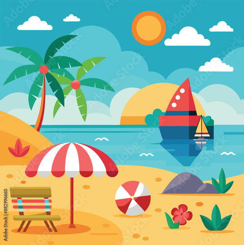 Good Looking vector , cartoon Summer time banner template , illustration clipart painting design