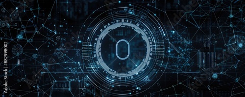 Futuristic and High-Tech Background With Digital Connections for technological processes neural networks AI data transmission encryption digital archives audio visual scientific research