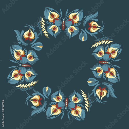 Beautiful stylized floral ornament. Floral rhythmic pattern.