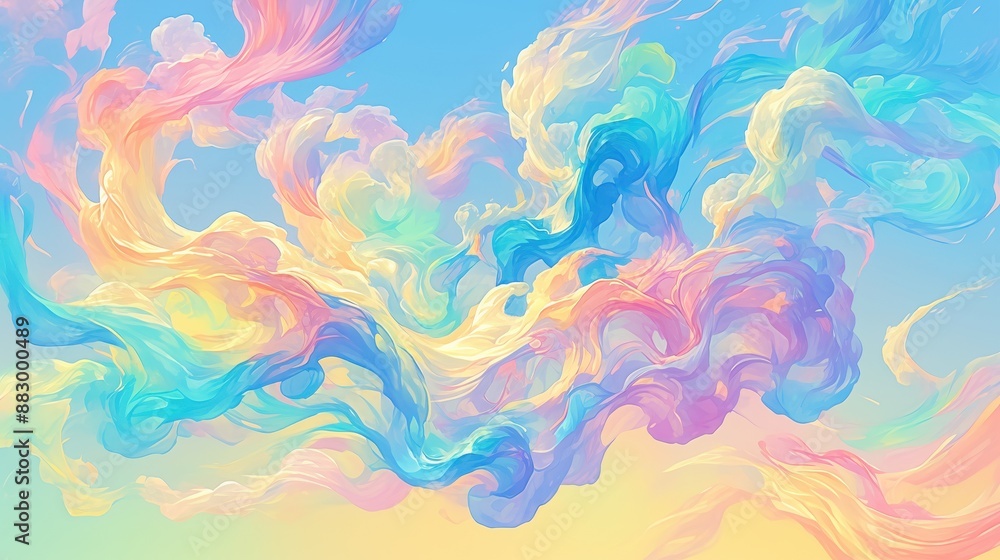 Abstract Colorful Swirling Clouds in a Dreamy Sky - Vibrant Pastel Art Background Abstract Colorful Swirling Clouds in a Dreamy Sky - Vibrant Pastel Art Background