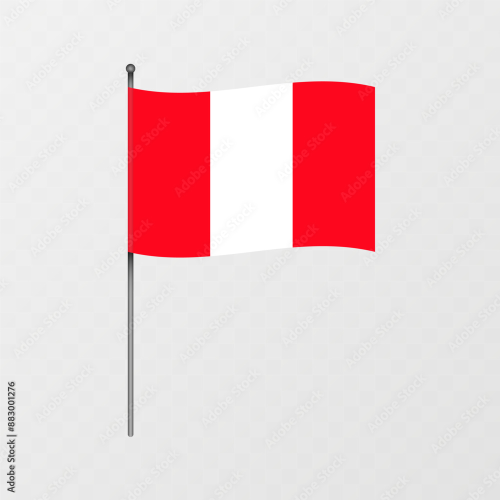 Peru flag on flagpole. Vector illustration. Peru flag on flagpole. Vector illustration.