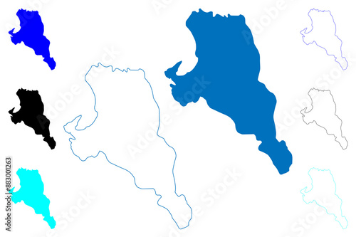 Lake Vistytis (Russia, Russian Federation, Republic of Lithuania) map vector illustration, scribble sketch Vištytis or Wystiter See map photo