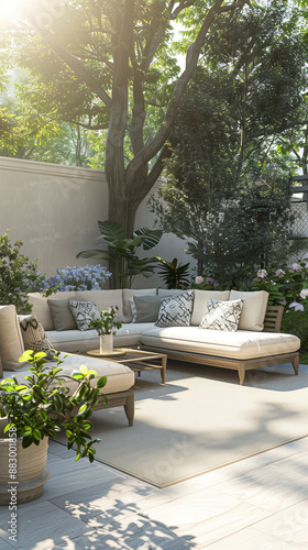 Design of a modern patio with geometric patterns