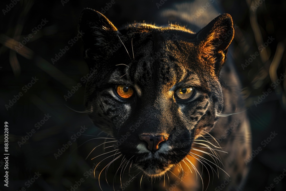 Front view of Panther on dark background. Front view of Panther on dark background.