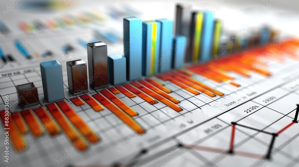 Close-up of financial graphs and pens on a business meeting table. Close-up of financial graphs and pens on a business meeting table.